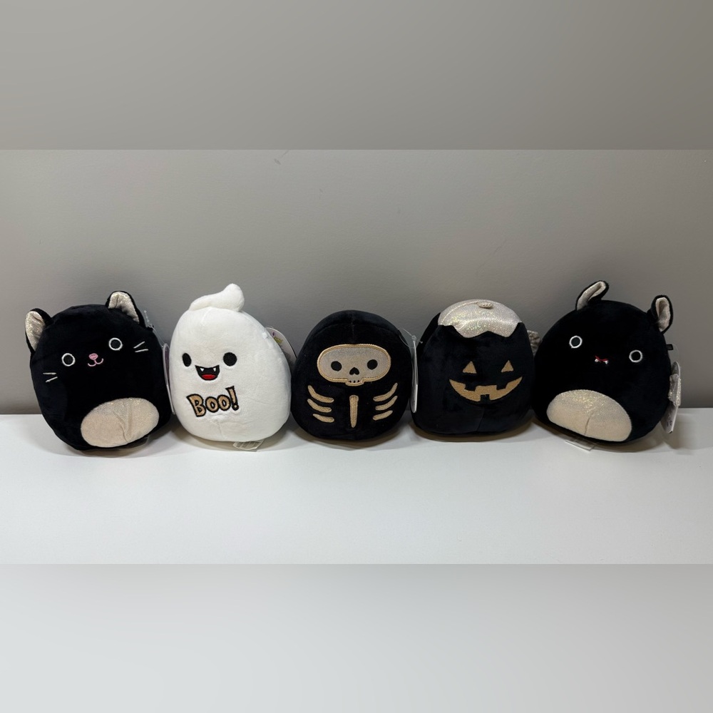 Brand New 5” Halloween Emily Squishmallows Black and White Plush Set